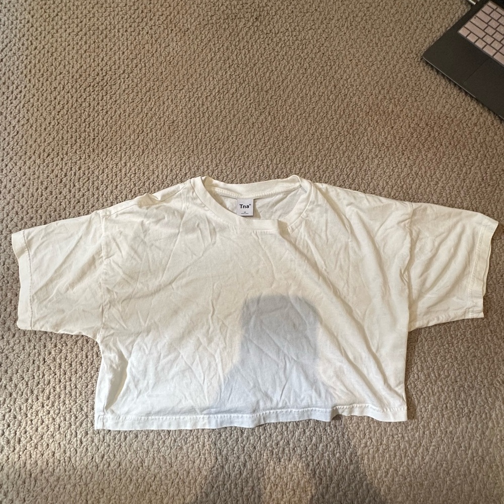 TNA White Crop Short Sleeve Tee